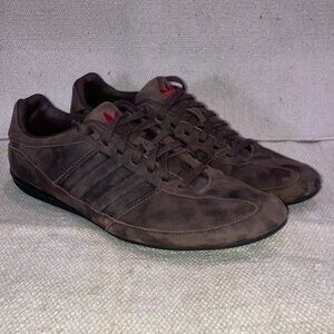 Adidas Porsche 64 leather Men's Brown Sneakers with Red Trefoil Accents